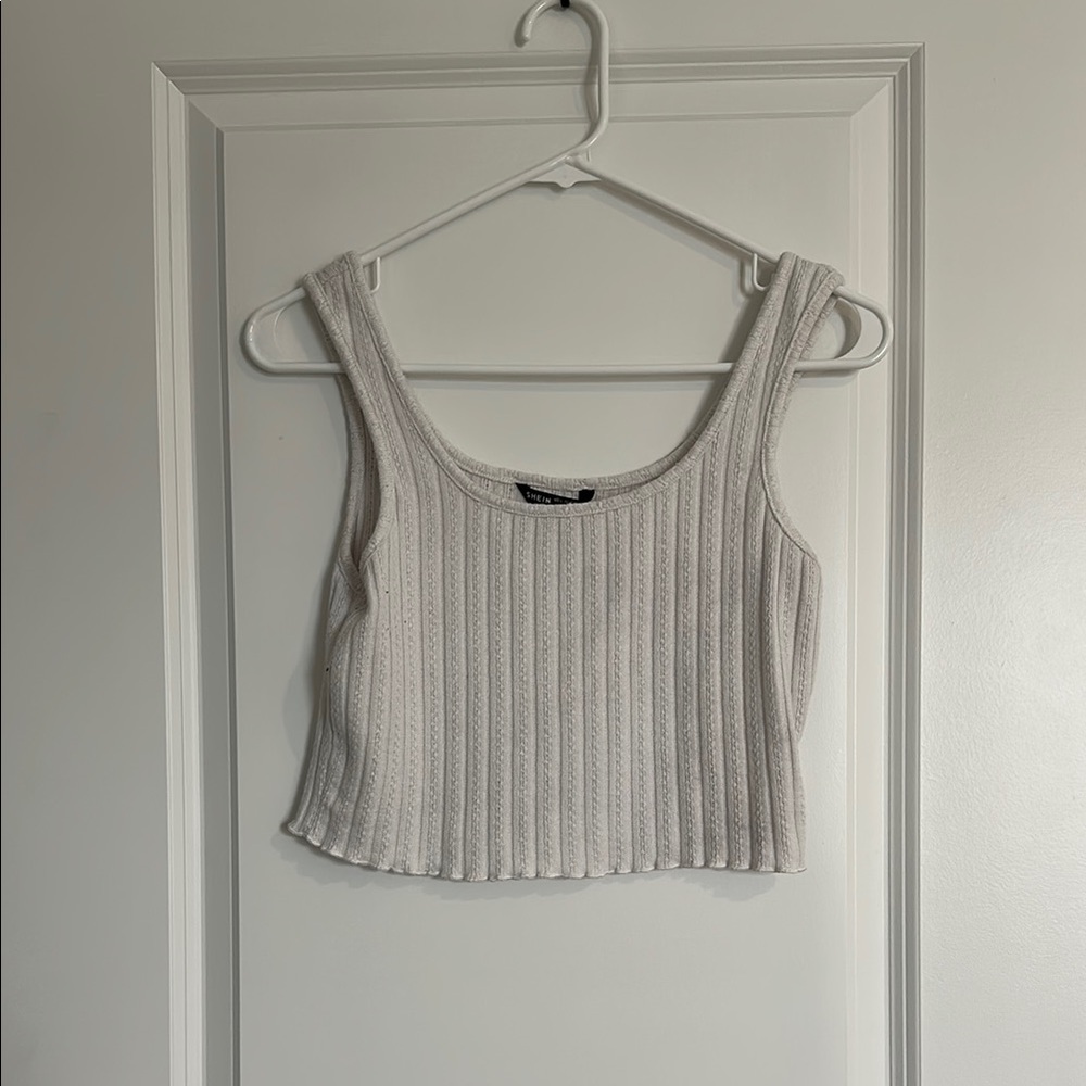 SHEIN Gray Ribbed Crop Tank Top